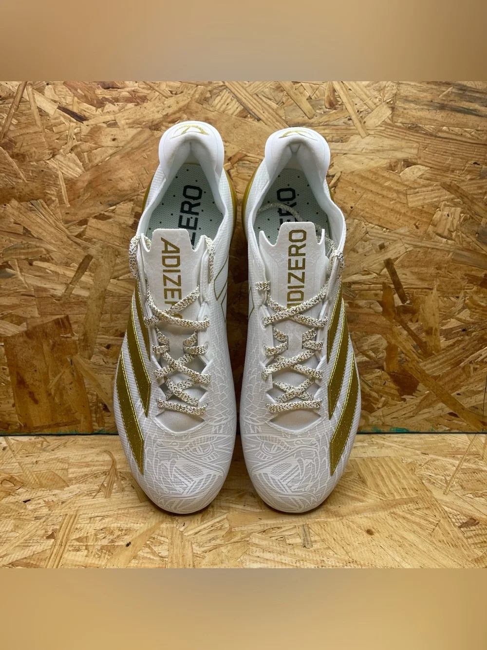 Adidas Adizero Electric Speed Exotic White and Gold Football Cleats Men Size 11